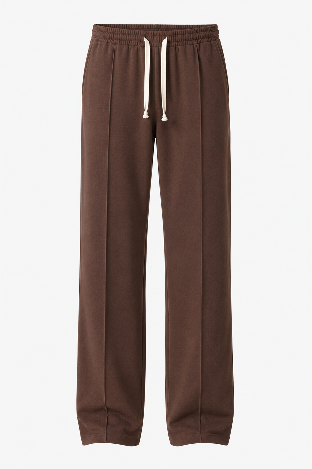 Brown Wide-Leg Drawstring Trousers