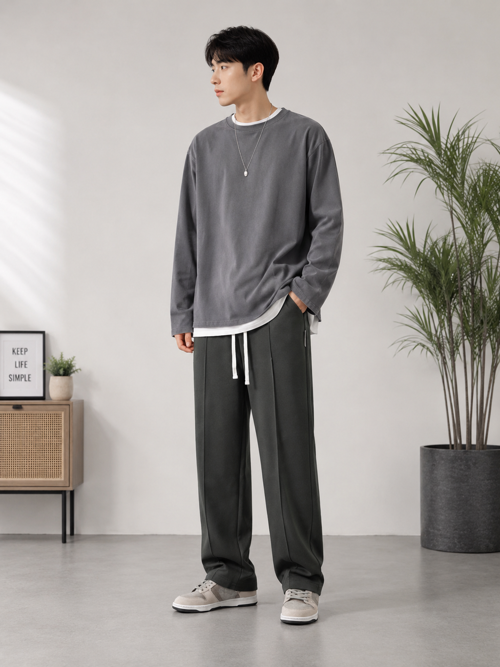 Wide Leg Drawstring Trousers