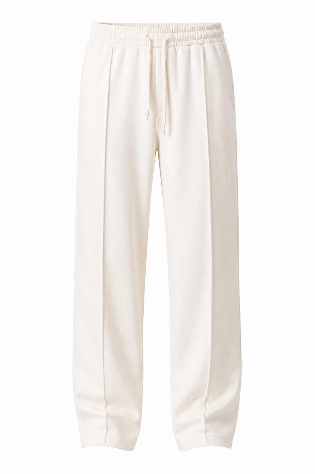 Pleated Wide-Leg Trousers – Cream/Off-White