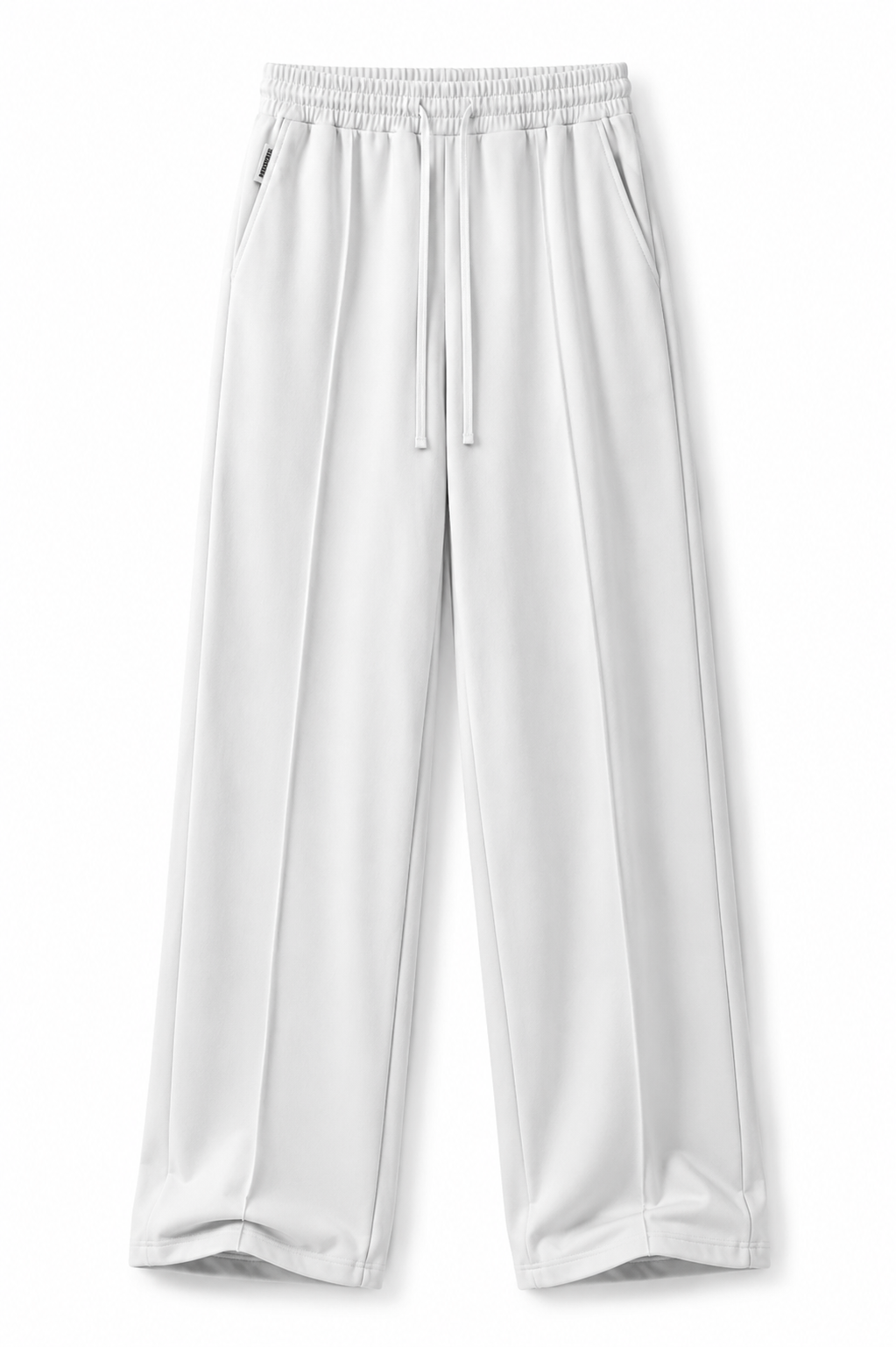 White Wide-Leg Drawstring Trousers
