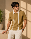 Waffle Knit Zip Polo