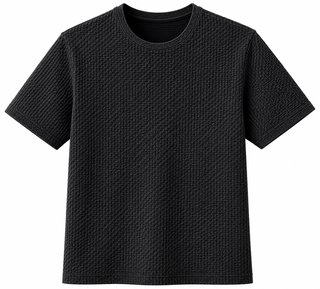 Textured Waffle Knit T-Shirt – Combo Pack of 2 (Black & Dark Grey)
