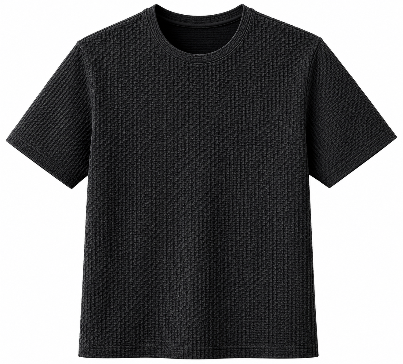 Textured Waffle Knit T-Shirt – Combo Pack of 2 (Black & Dark Grey)