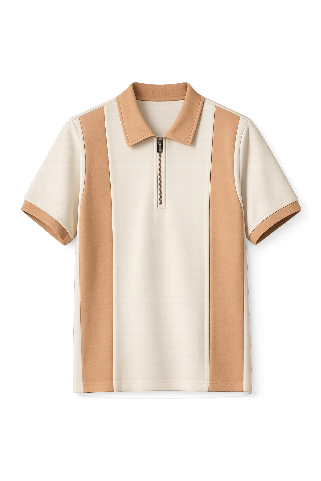 Men's Half-Zip Colour Block Polo T-Shirt – Casual & Smart Wear